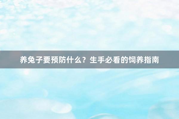 养兔子要预防什么？生手必看的饲养指南